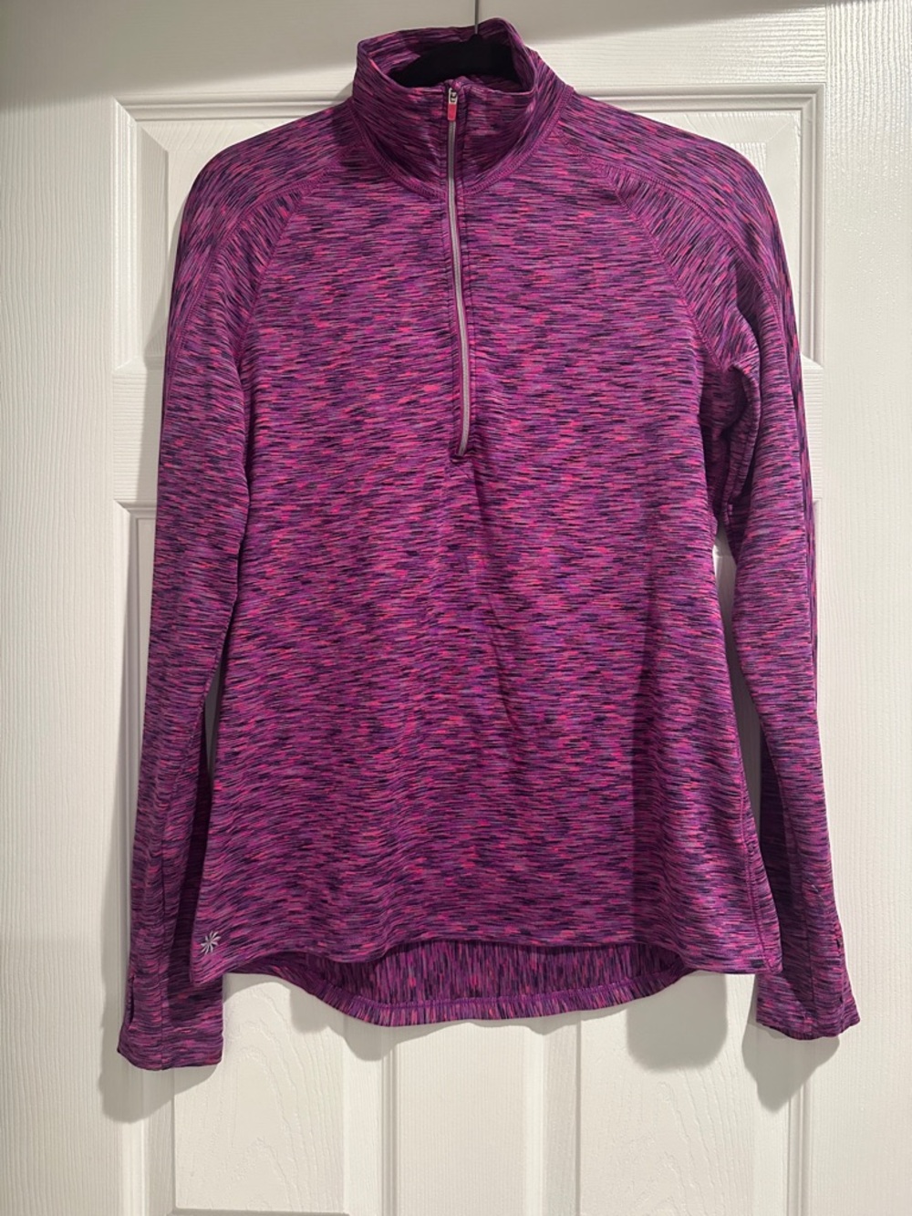 Athleta Pink and Purple Space-Dye Half-Zip Pullover